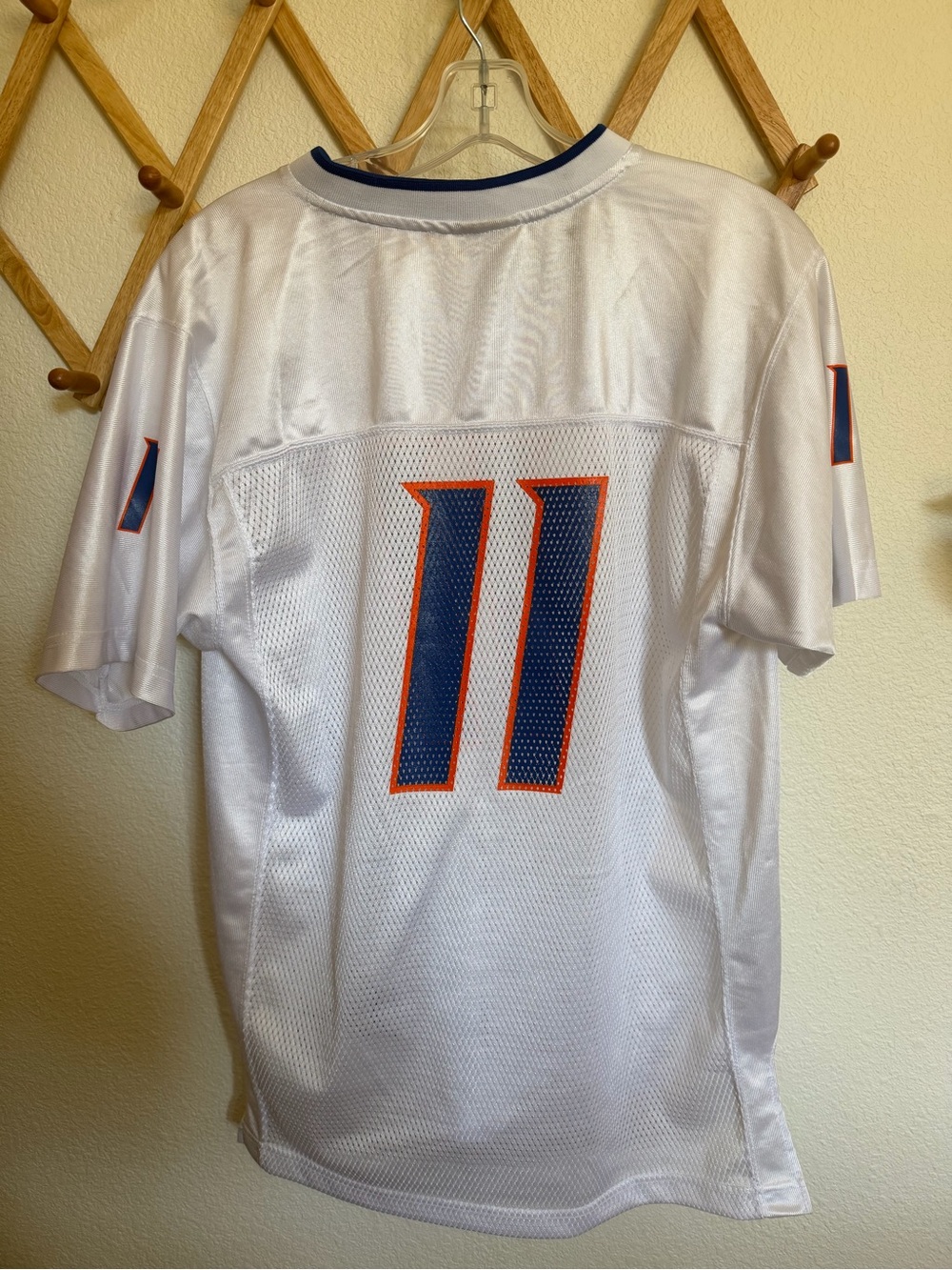 Team Apparel White Broncos Football Jersey with Blue & Orange Accents - Picture 5 of 5